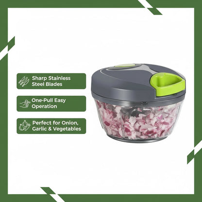 Manual Pull String Food Chopper – 2.5 Cup Vegetable Dicer Gray/Lime