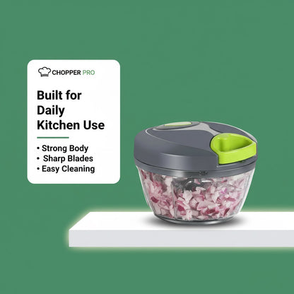 Manual Pull String Food Chopper – 2.5 Cup Vegetable Dicer Gray/Lime