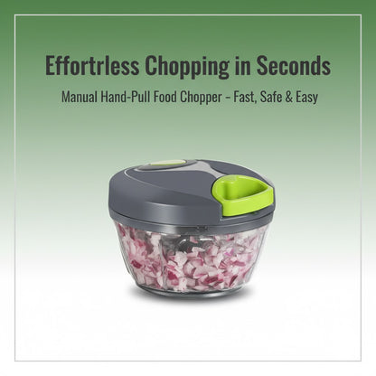 Manual Pull String Food Chopper – 2.5 Cup Vegetable Dicer Gray/Lime