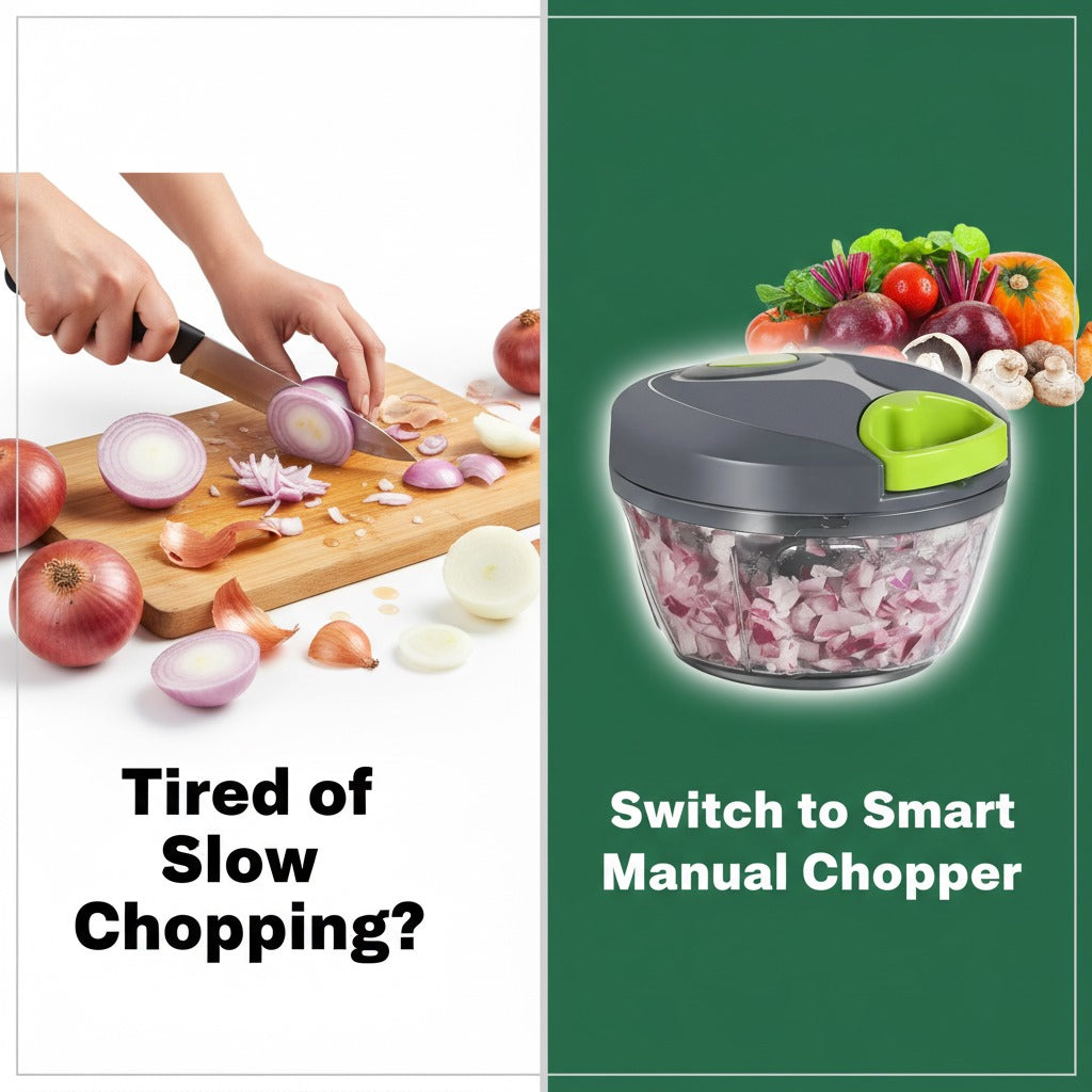 Manual Pull String Food Chopper – 2.5 Cup Vegetable Dicer Gray/Lime