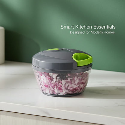 Manual Pull String Food Chopper – 2.5 Cup Vegetable Dicer Gray/Lime