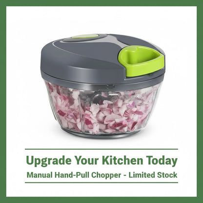 Manual Pull String Food Chopper – 2.5 Cup Vegetable Dicer Gray/Lime