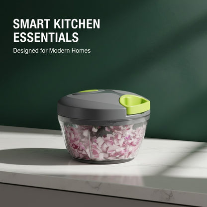 Manual Pull String Food Chopper – 2.5 Cup Vegetable Dicer Gray/Lime