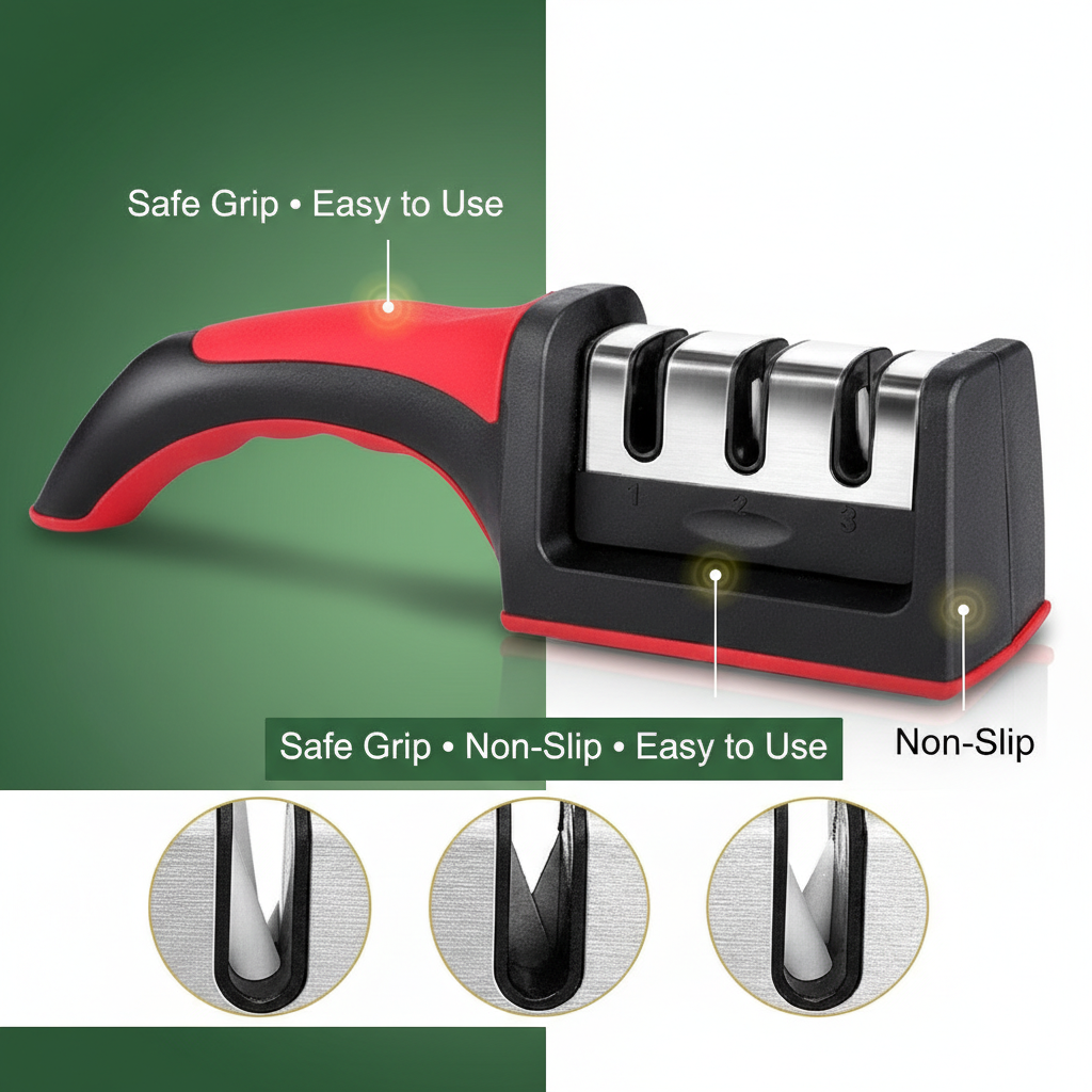 3-in-1 Knife Sharpener – Professional Grade l Stainless Steel
