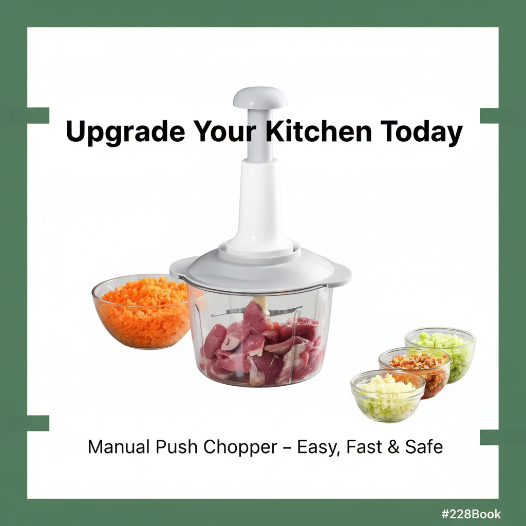 Manual Food Chopper – 1.5 Liter Large Capacity | Durable Plastic