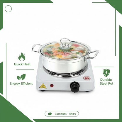 Electric Stove Stainless Steel Single Burner | Compact & Efficient