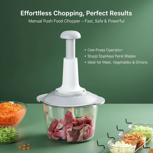 Manual Food Chopper – 1.5 Liter Large Capacity | Durable Plastic