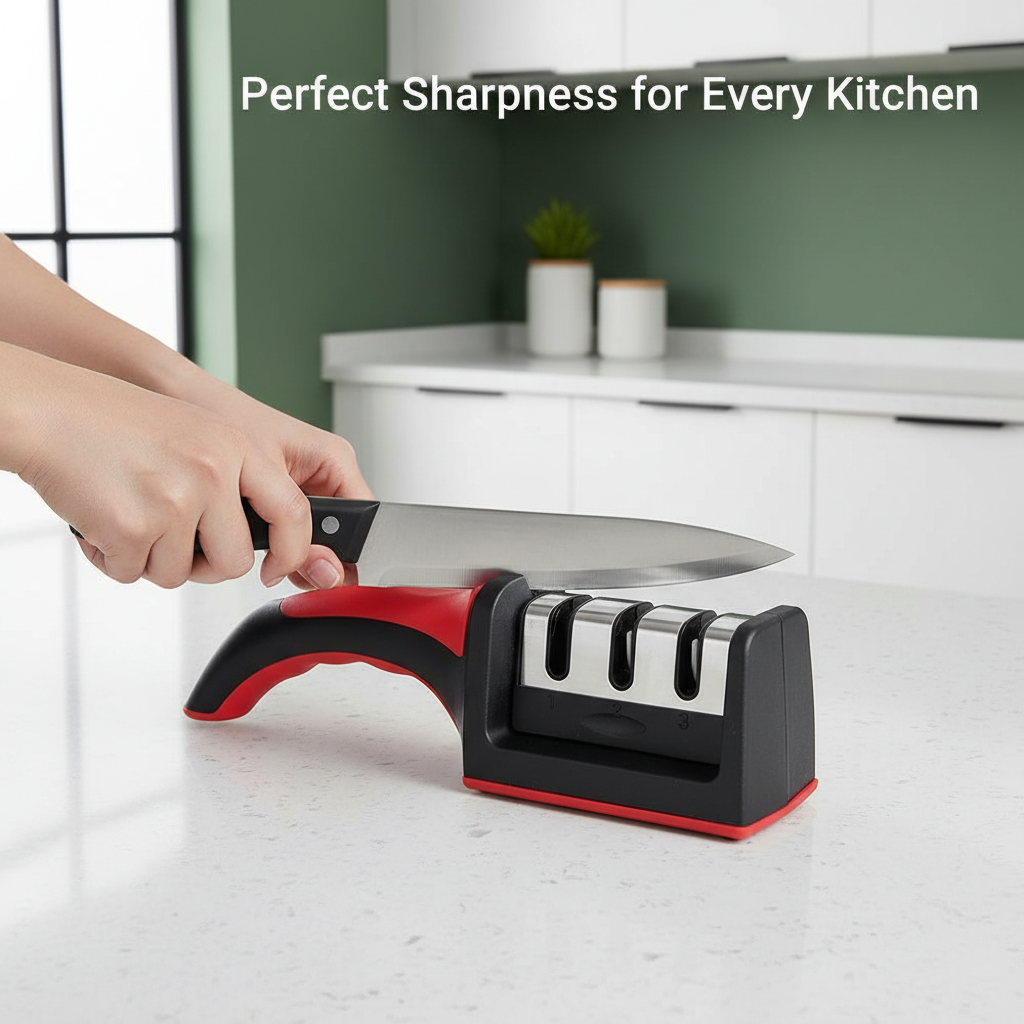 3-in-1 Knife Sharpener – Professional Grade l Stainless Steel