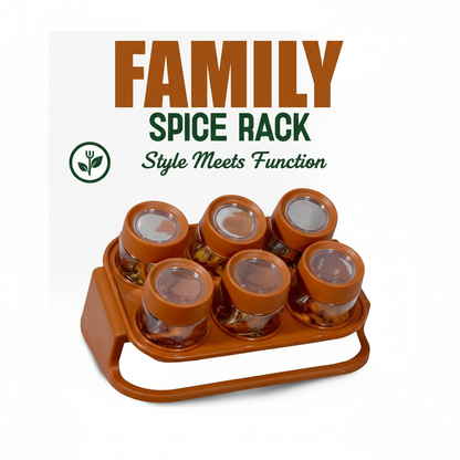 Spices Rack – 6-Piece Crystal Clear Plastic Jars with Rack