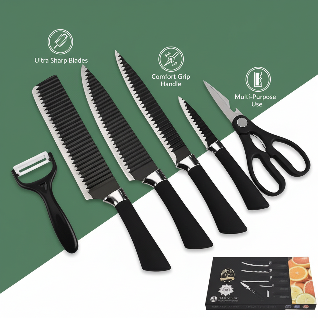 6 Pcs Knife Sharpener – Stainless Steel | Easy to Clean  & Maintain