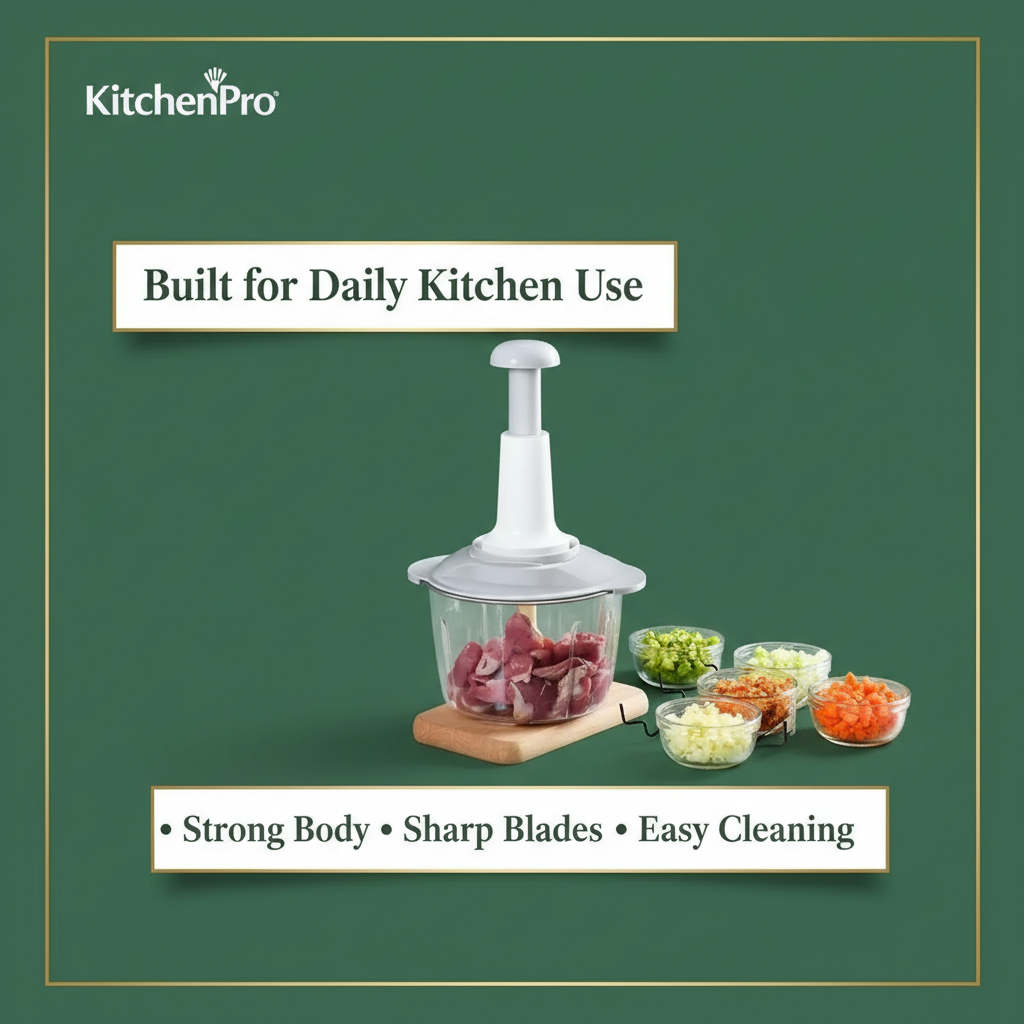 Manual Food Chopper – 1.5 Liter Large Capacity | Durable Plastic