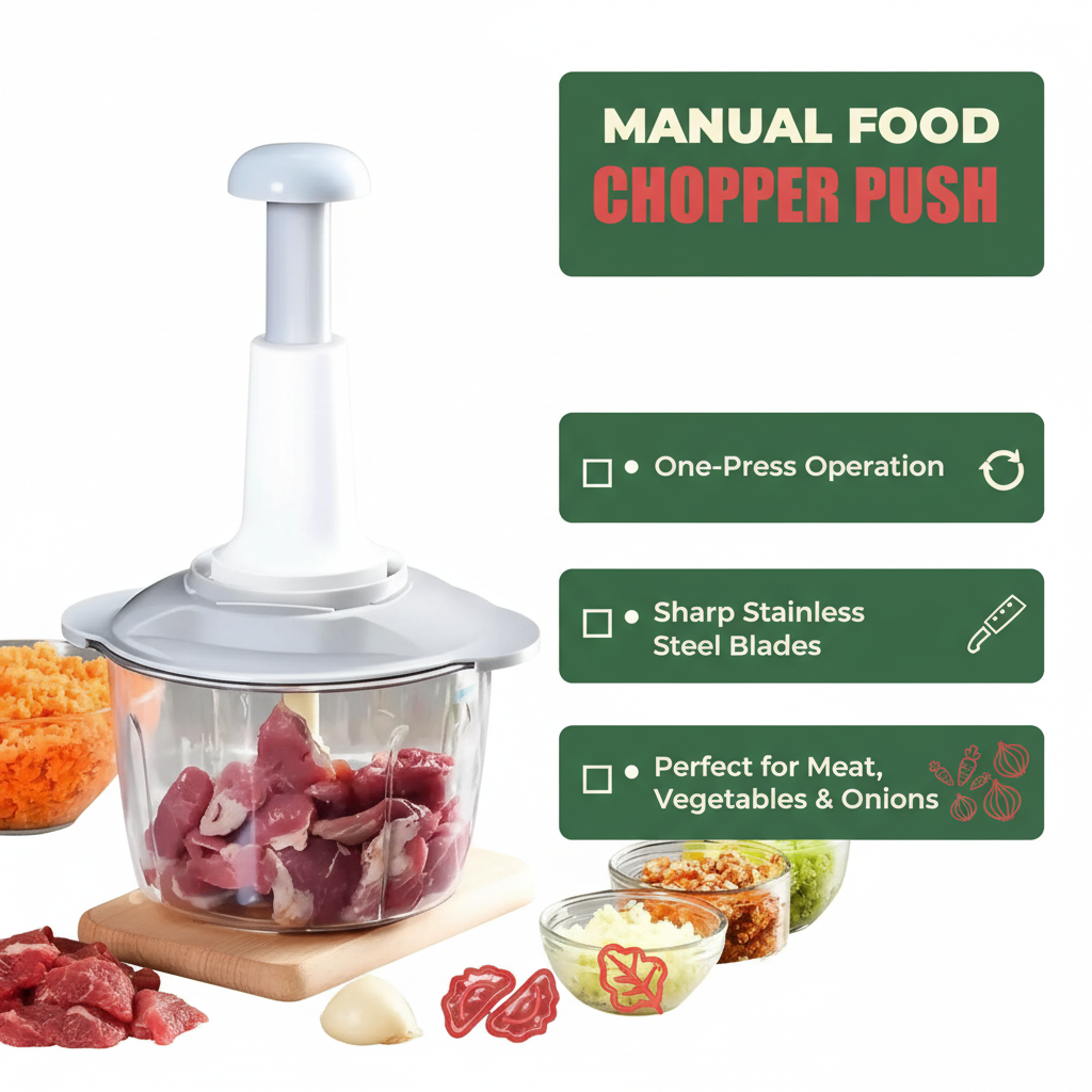 Manual Food Chopper – 1.5 Liter Large Capacity | Durable Plastic