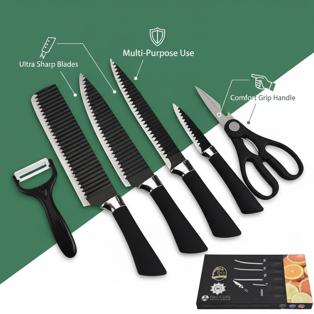 6 Pcs Knife Sharpener – Stainless Steel | Easy to Clean  & Maintain