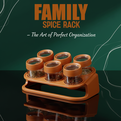 Spices Rack – 6-Piece Crystal Clear Plastic Jars with Rack