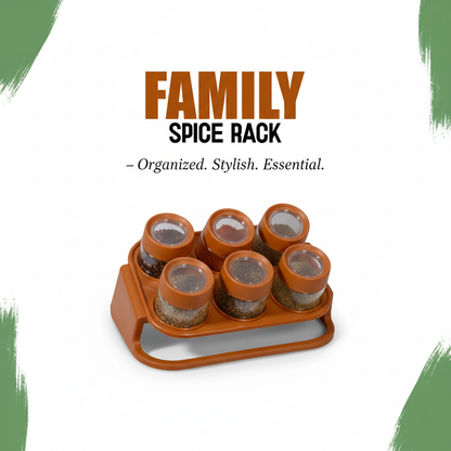 Spices Rack – 6-Piece Crystal Clear Plastic Jars with Rack